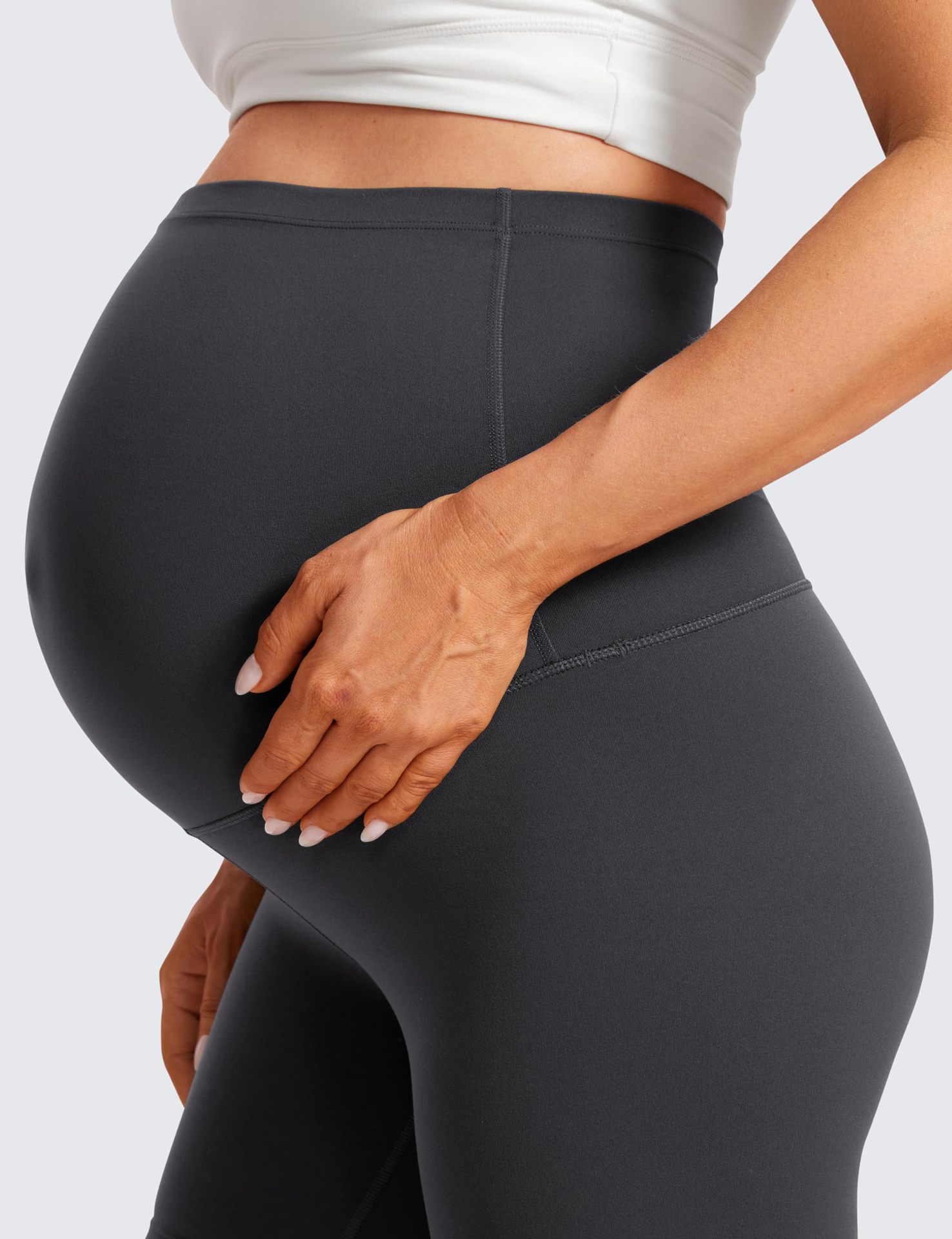 Maternity Capri Yoga Pants Belly-Support Seamless Nylon Maternity Capri Yoga Pants Belly-Support Seamless Nylon