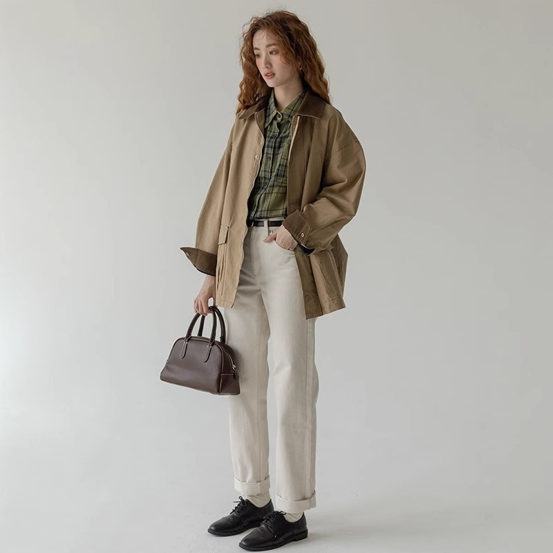 美拉德穿搭日系工装外套女2025秋冬中长款棒球服夹克上衣|undefined