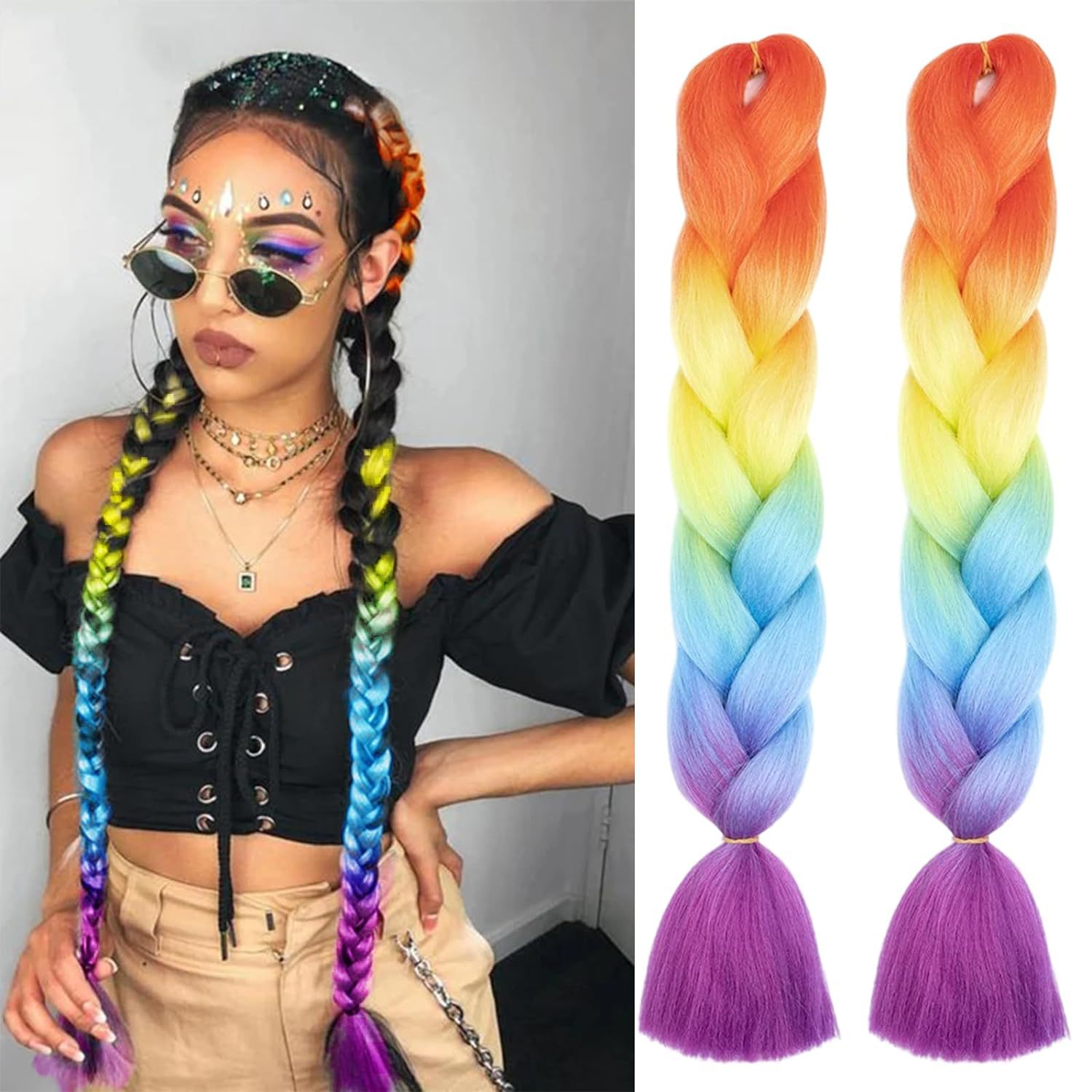 化纤钩针发非洲脏辫三色大辫子合成接发24 Inch Ombre Braid Hair