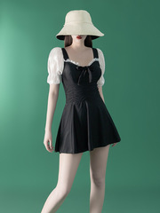 "Small French Style Underbust Slimming Hot Spring Korean INS Conservative Student One-piece Swimsuit for Women"