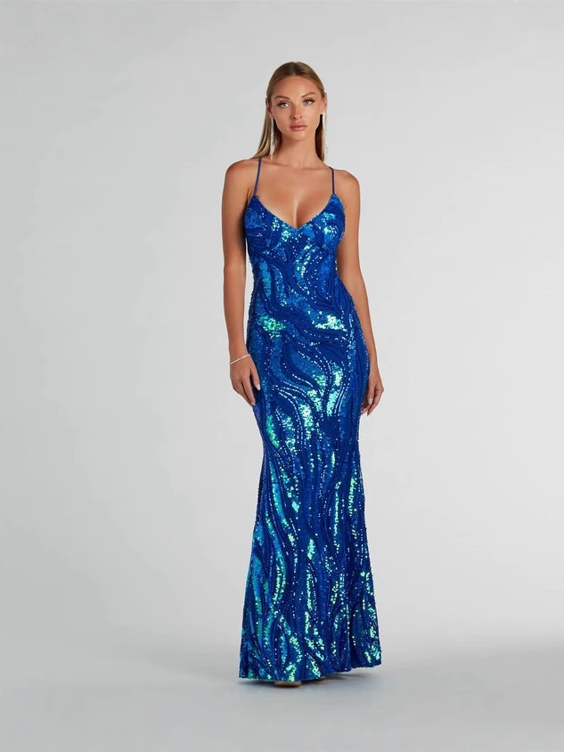 Venta caliente transfronteriza europea y americana nueva ropa de mujer fiesta con lentejuelas vestido de temperamento sexy vestido de noche (2 colores) image 1