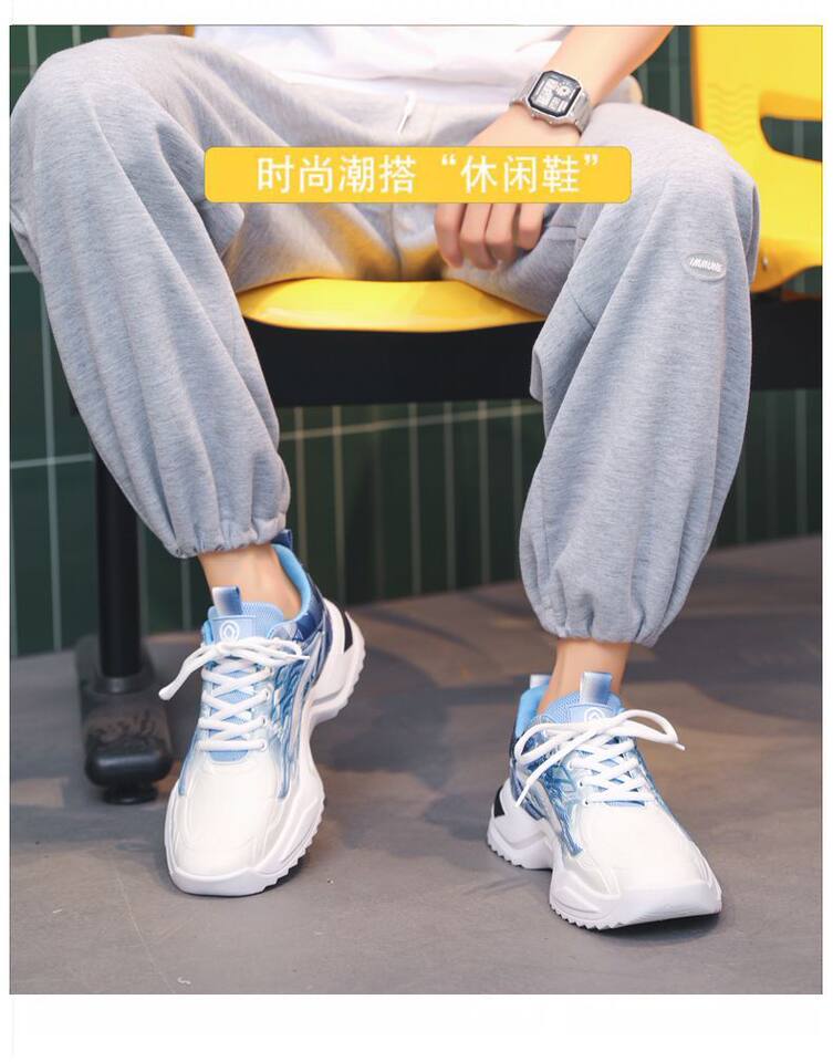 Giày thể thao nam sneaker lưới thoáng khí phối màu, đế thấp 3 cm — 3529 xanh da trời, 3529 đen trắng chi tiết 2