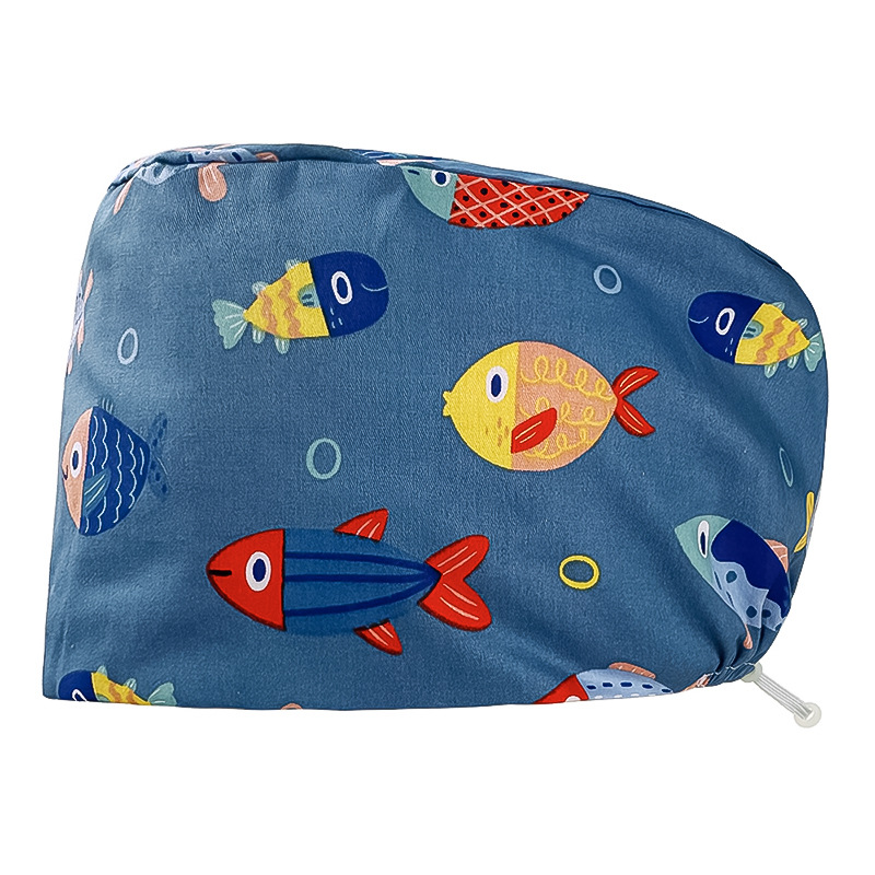 Algodón puro impreso casquillo de la enfermera tapa médica hogar tapa de la cocina aceite de catering a prueba de humo anti-pelo sombrero de trabajo de la enfermera