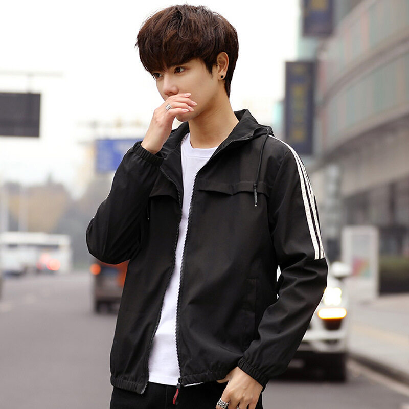 Nuevo 2022 primavera y otoño chaqueta guapa de los hombres tres barras cremallera chaqueta con capucha chaqueta uniforme de Béisbol Juvenil de los hombres