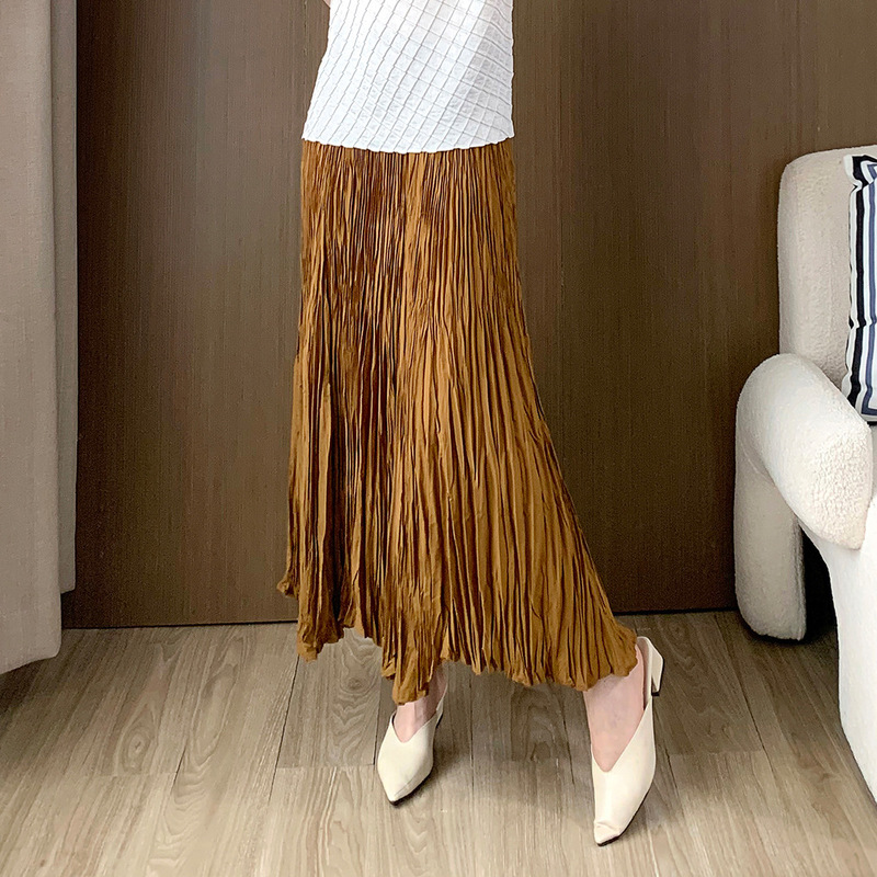 Miyake Skirt Summer High-end A- line Large Swing Skirt 2024 New Handmade Irregular Pleated Skirt Long Skirt