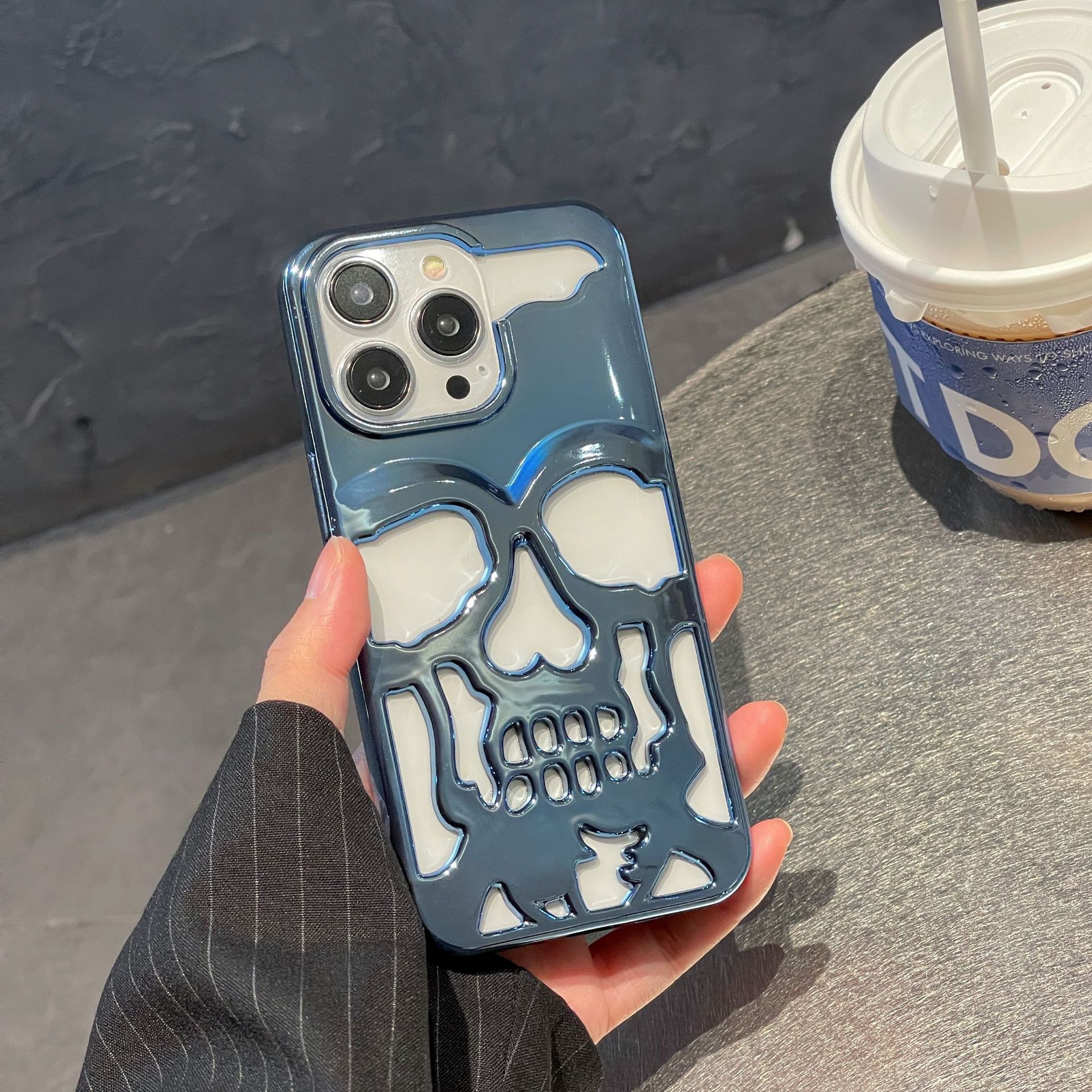 Skull Phone Case For Iphone 16 Pro And 17 Max Matte Purple_voghion.com