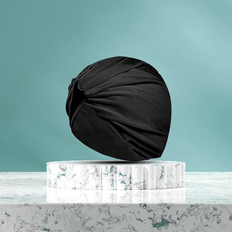 Gorro de baño protección para los oídos de moda para mujer, aumento de la cabeza, cabello largo, circunferencia de la cabeza grande para adultos, gorro plisado de flores retorcidas multicolor al por mayor