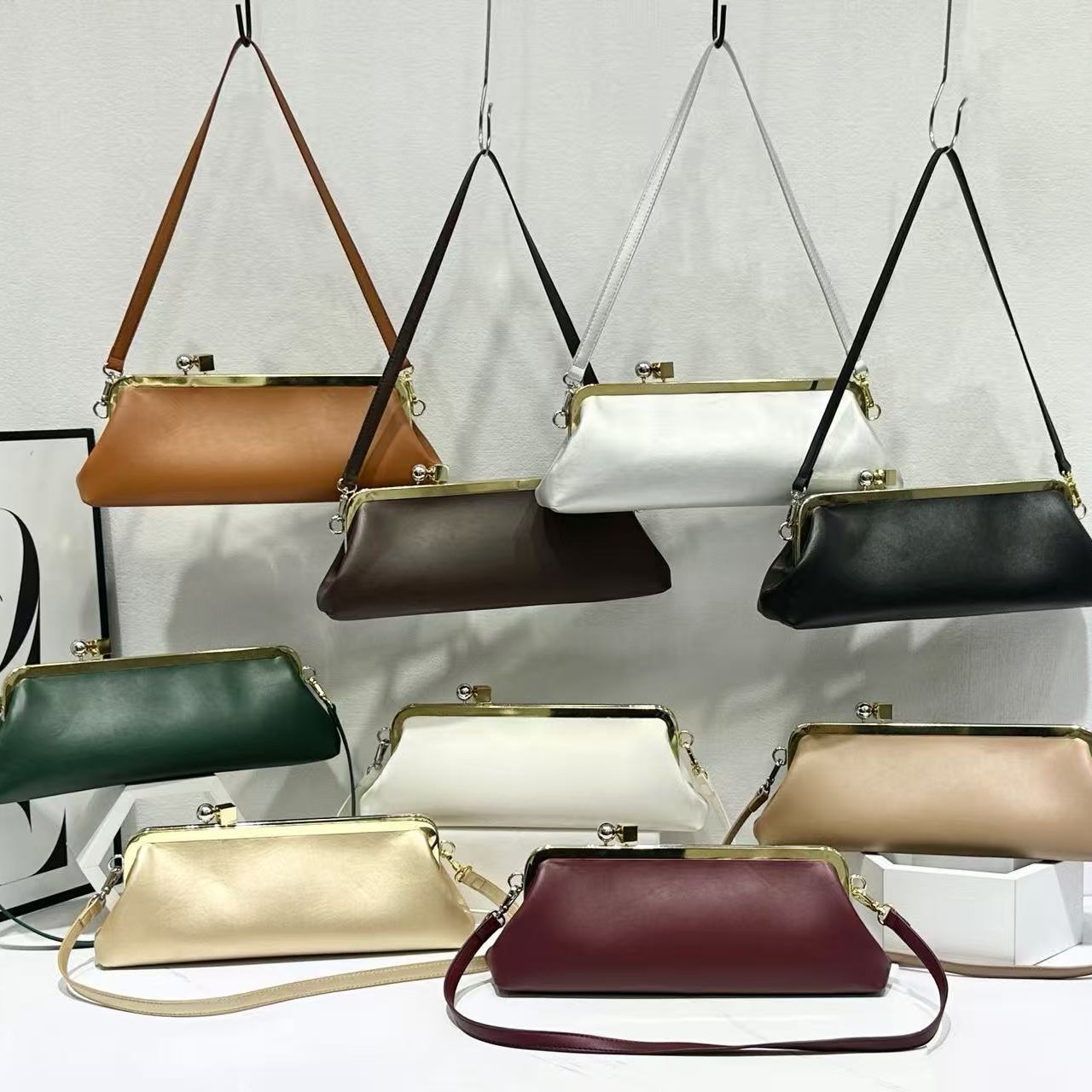 New French Plain Weave Baguette Bag Fashion Versatile Clutch Evening Bag Shoulder Underarm Bag For Women