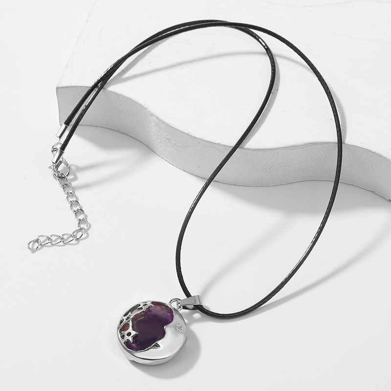 simple star natural stone necklace female retro transparent pendant jewelry