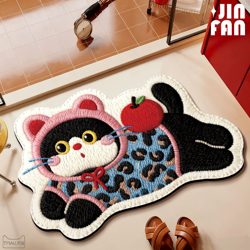 Factory Direct Sales Cartoon Cat Diatom Mud Floor Mat Bathroom Sink Non-Slip Quick-Drying Easy-Care Foot Mat Can Be Shipped on Behalf of Others