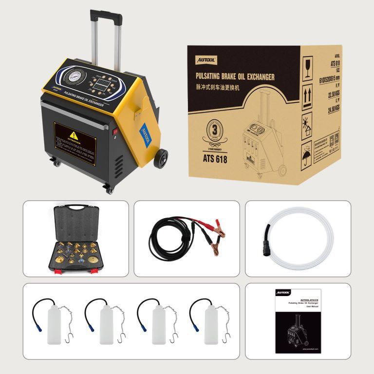 Autool AST618 Máquina de cambio de aceite de freno de pulso 12V Interruptor automático de líquido de frenos Cambio de aceite de una tecla