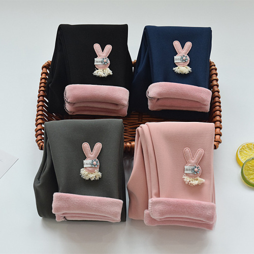 Girls' Leggings Spring and Autumn Thin Outerwear Pure Cotton Children's Pants Winter Warmth Stylish Older Children's Tight Leggings Thin Fleece