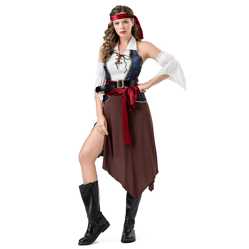 Halloween Cos Pirate Uniform Masquerade Women's Adult Pirates of the Caribbean Costume Viking Cosplay