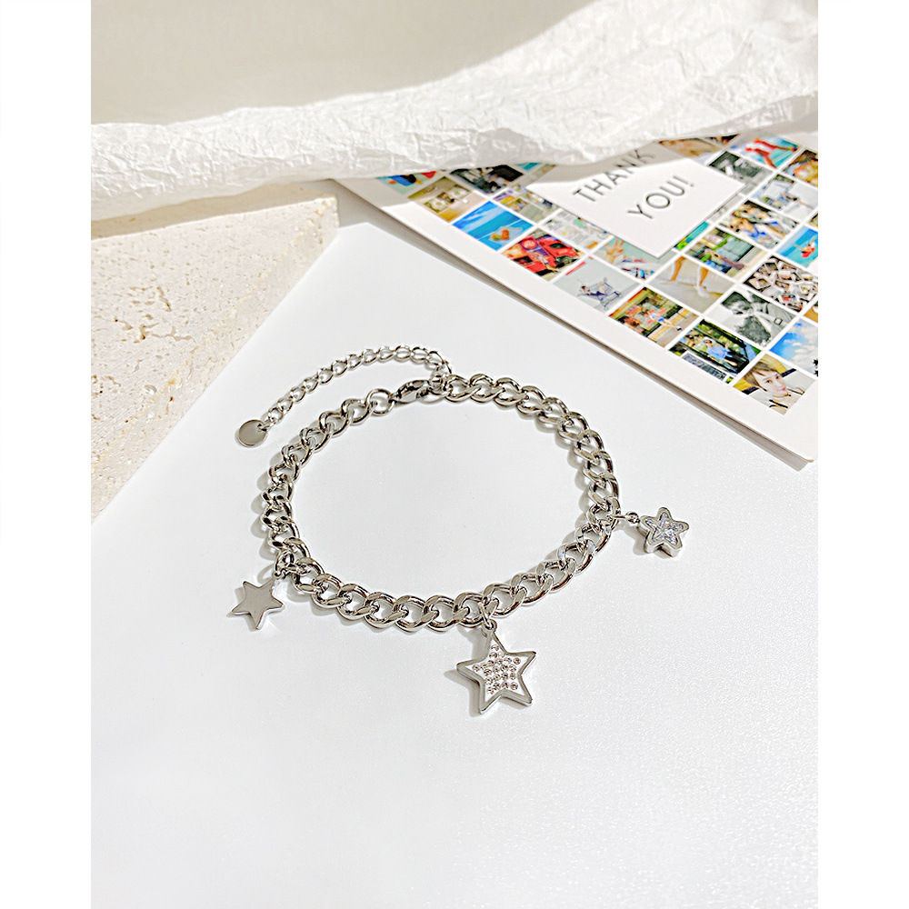 Simple Style Star Stainless Steel Inlay Zircon Bracelets 1 Piece