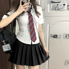 Jk制服夏の新型ストラップウエストjkシャツ泡袖半袖ギャル純欲上着学院風セット