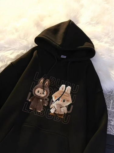 Autumn Cartoon Cute A-Look Hooded Padded Sweatshirt for Women Loose Plus Size Long-Sleeve Top