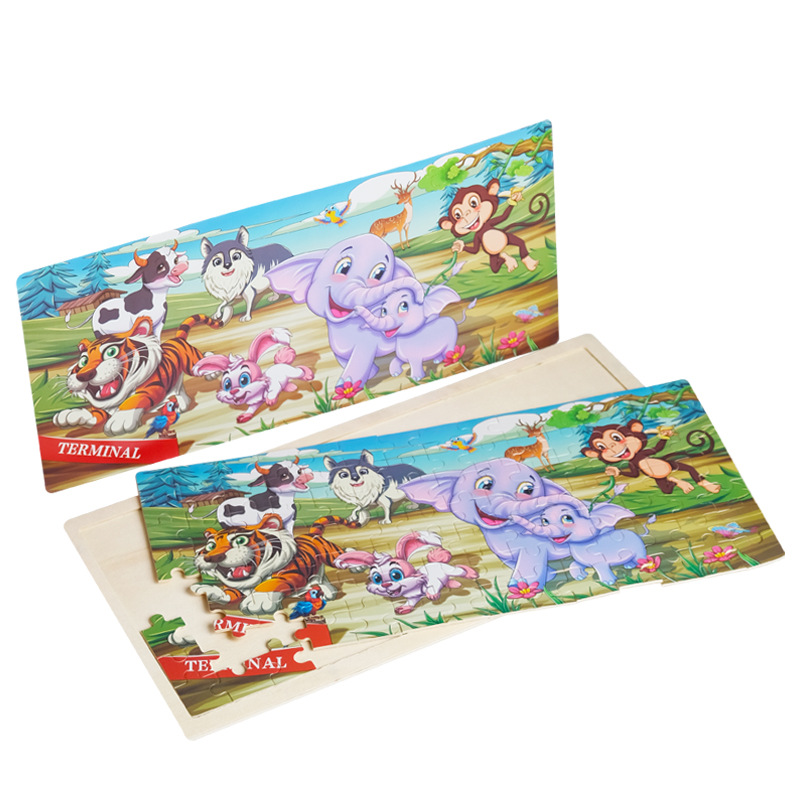 Juguetes de madera para niños 98 piezas de puzzle puzzle de madera puzzle de dibujos animados puzzle plano ejercicio de mano