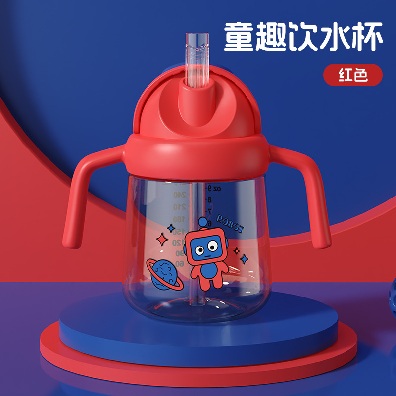 Inglés caja de bebés tazas de agua para niños anti-asfixia tazas de bebés robot tazas de agua para niños tazas de bebida directa ppsu