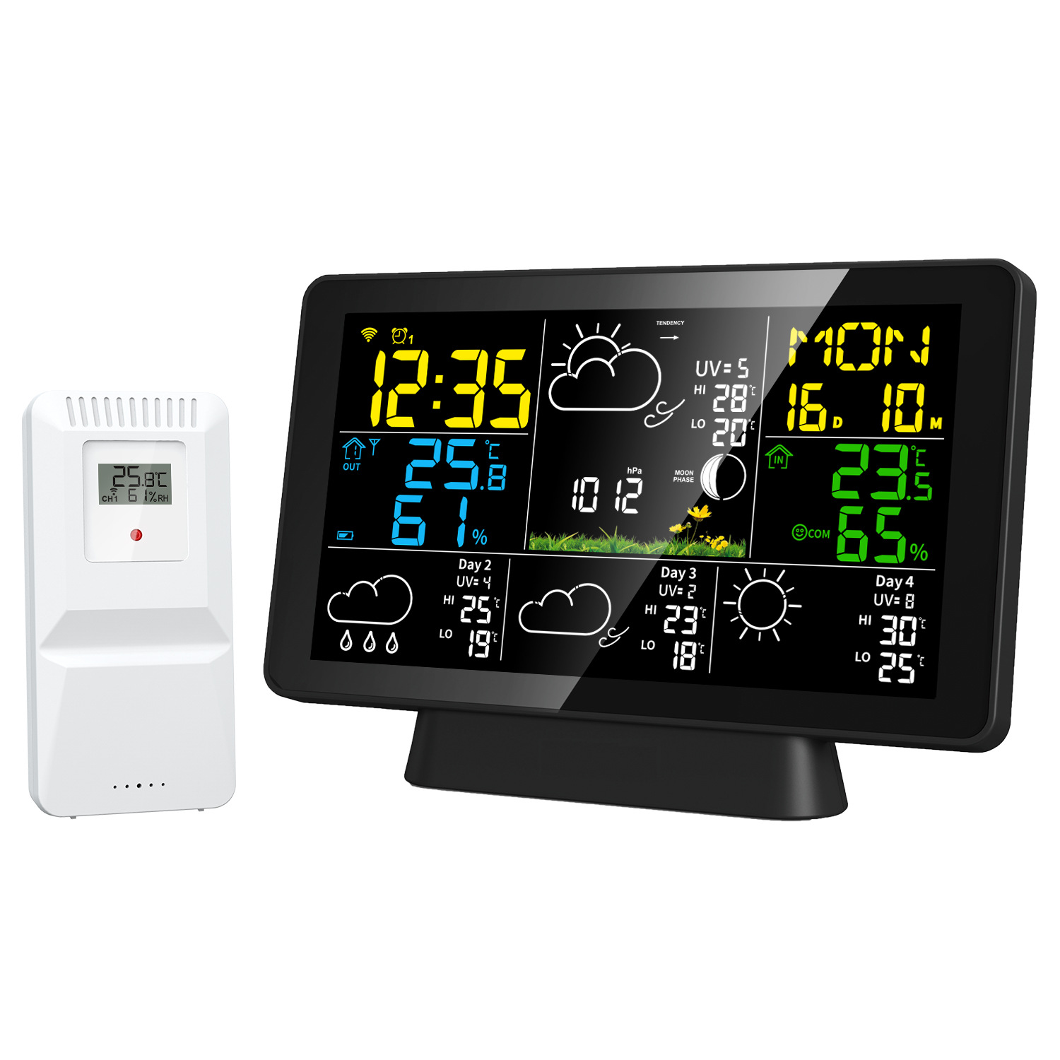 Cruz-frontera popular graffiti inteligente multi-función de temperatura y humedad reloj de alarma pantalla de color inalámbrico WIFI reloj del tiempo