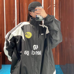 原标巴黎B家联名款足球经典背后字母印花冲锋衣夹克立领外套球服