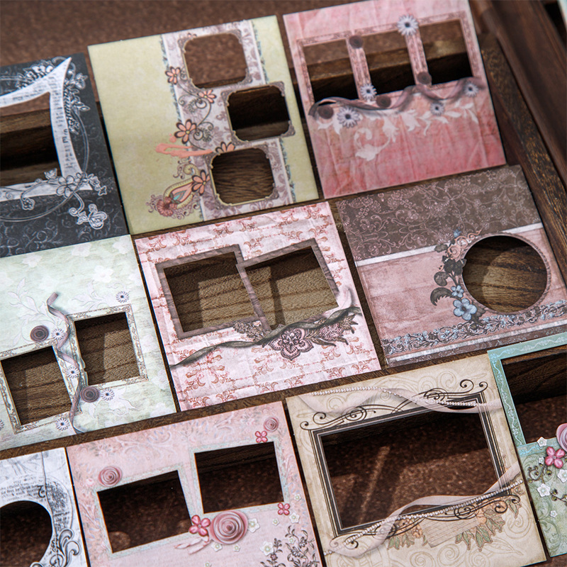 Memory Moment Retro Photo Frame Hard Card Hollow Sticker Ins Decorative Background Basic Handbook Collage Material