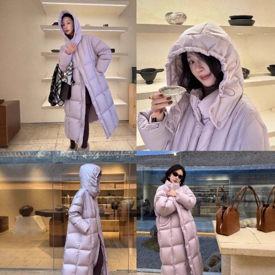 Lu Qingyi Original [Farewell to the Past] High-Density 90% White Duck down Jacket for Women, Winter Hooded Warm Long Coat