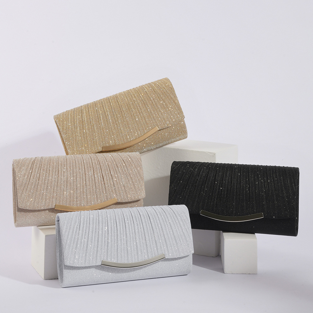 2023 New Evening Bag Solid Color Flip Top Single Shoulder Bag with Pleated Texture Unique Elegant Handbag Cross-border Wholesale