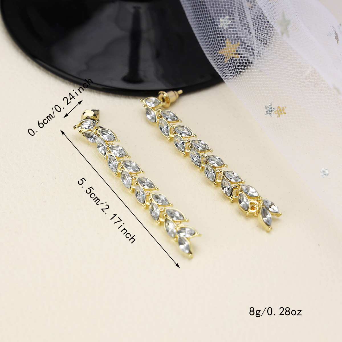 Pendientes de cristal largos coreanos Pendientes de espiga de trigo de celebridades de Internet personalizados Pendientes coreanos de temperamento femenino Pendientes de todo fósforo