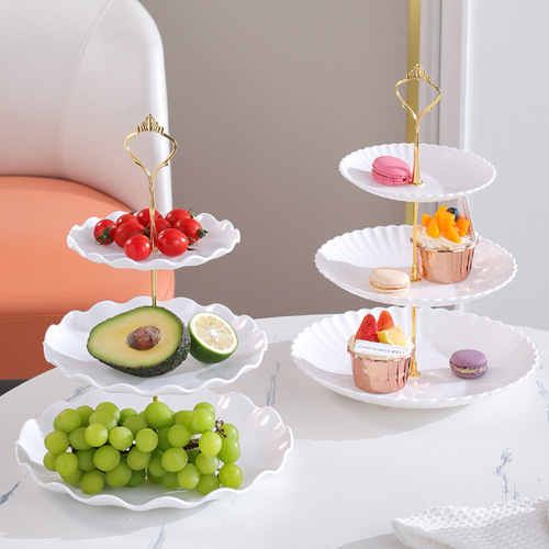 European style light luxury three-layer fruit plate dessert table multi-layer cake stand fruit plate tea snack tray dessert table