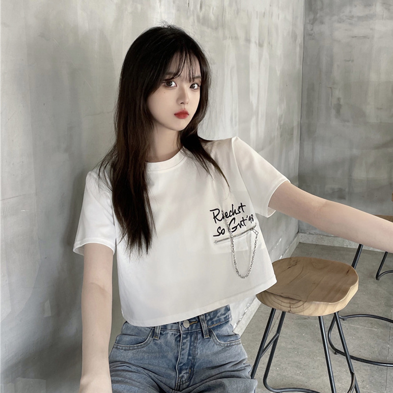 Summer short design T-shirt with zipper for students