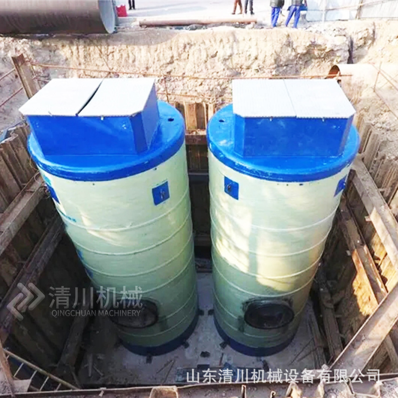 雨水分流设备一体化污水提升泵玻璃钢预制站整套设备双液下泵防腐