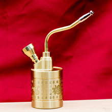 升级款百福水烟壶两用型便携式水烟斗旱烟水烟袋烟嘴黄铜装饰品摆