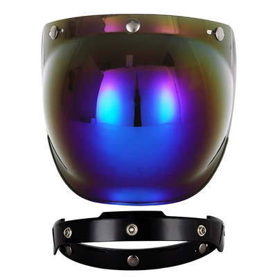 Motorcycle Safety Supplies: Protection Lens with Frame Bubble - electroplated-blue-with-black-bracket