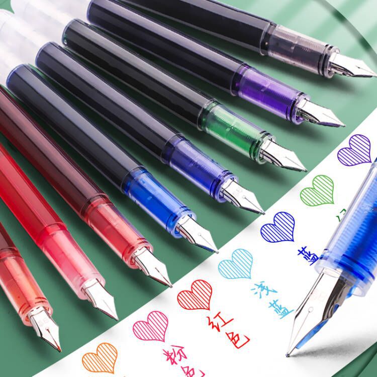 Pluma líquida recta blanca como la nieve para estudiantes, bolsa de tinta sin caligrafía de tercer grado F punta papel no tejido de secado rápido, negro puro