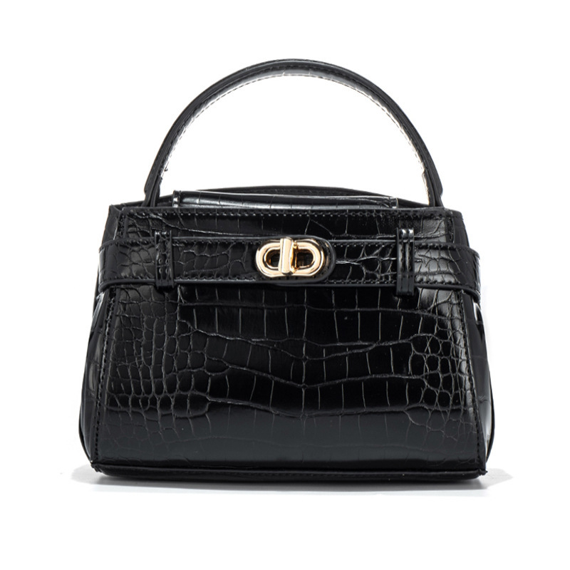 Cross-Border New Style Casual Versatile Handbag, Commuter Shoulder Crossbody Bag, High-End Crocodile Pattern Lock Buckle Small Square Bag for Women