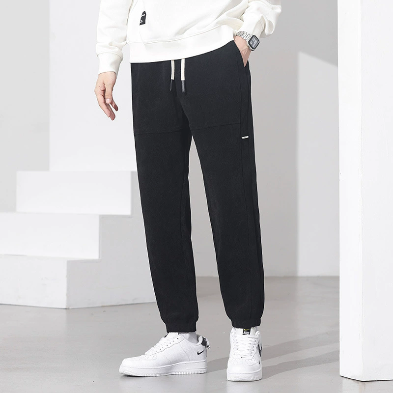 2024 зимние новые мужские повседневные брюки молодежные корейские мужские укороченные брюки толстые студенческие брюки