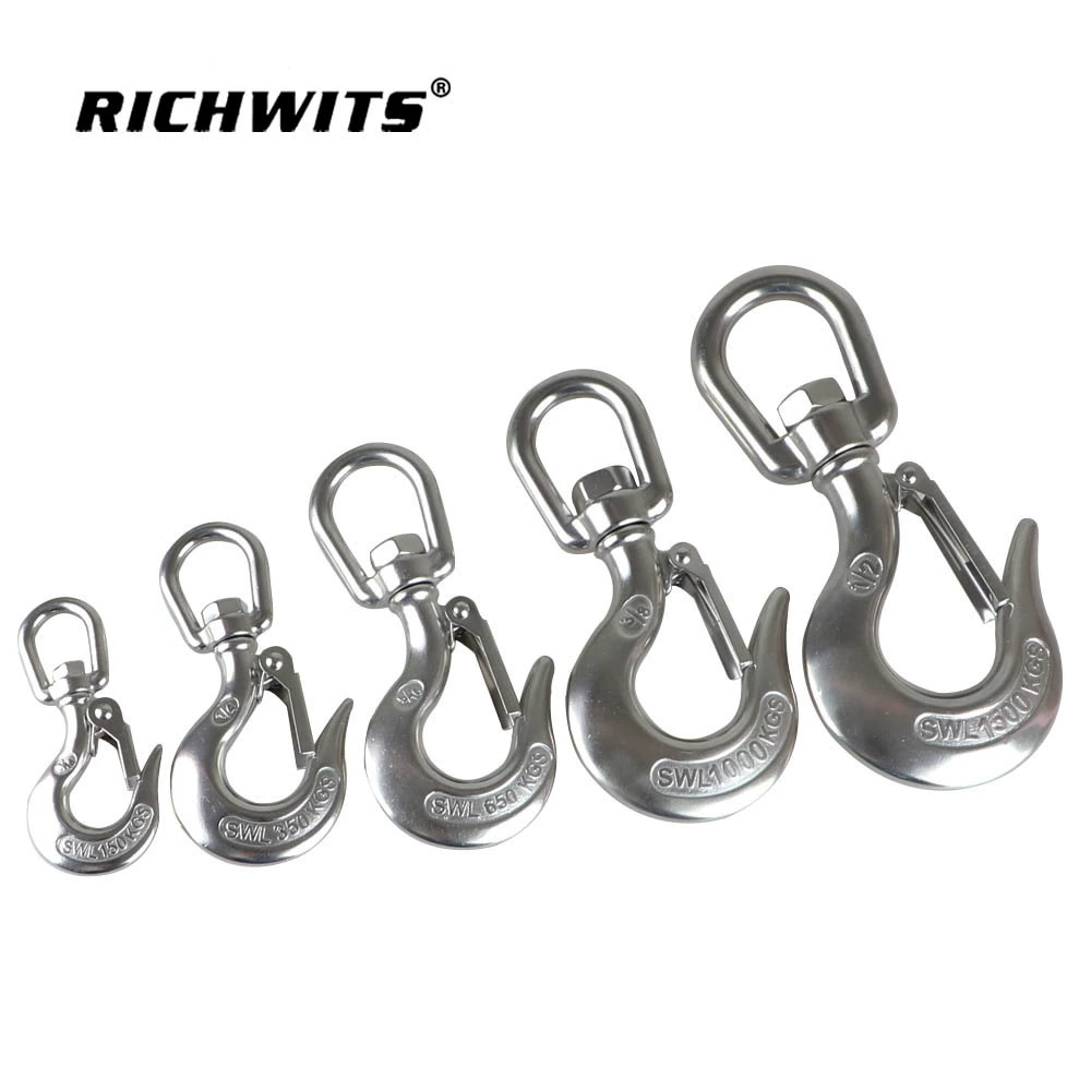 Нержавеющая сталь 304 316 подъемный крюк безопасный грузовой крюк пружинный крюк подъемный крюк петля типа вращающийся грузовой крюк
