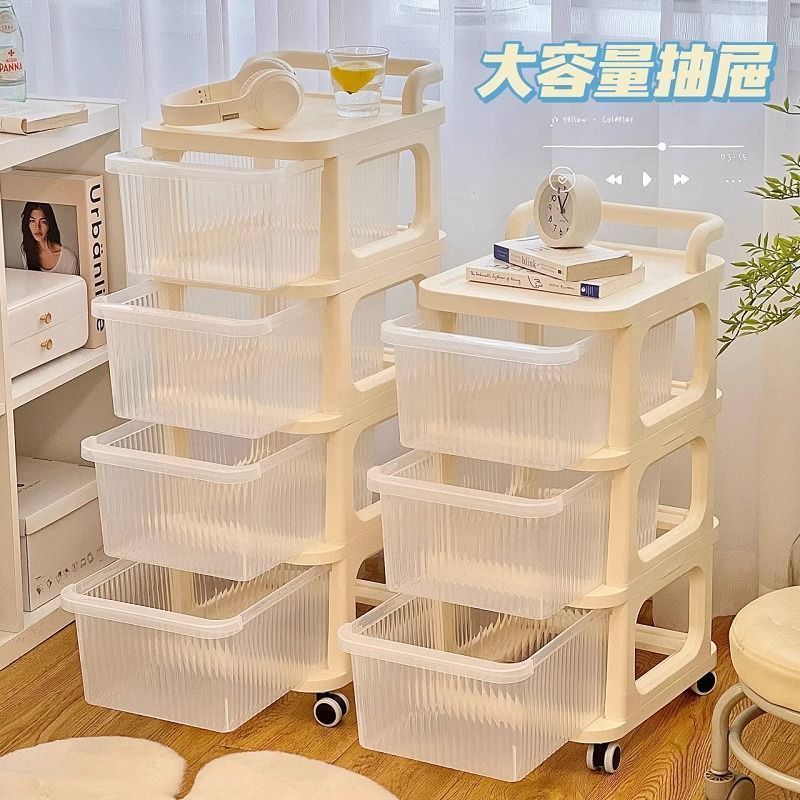 现款新款小推车抽屉式置物架落地客厅零食移动收纳卧室玩具|undefined