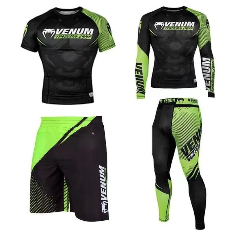 Venom Sports Four-Piece Tight-Fitting Short-Sleeved Men's Training Shorts Fighting Long-Sleeved Fitness Elastic Pants Four-Piece Suit