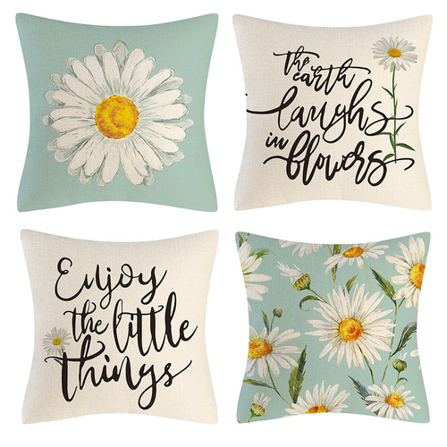 New four-piece set of cartoon pattern pillow decorative cover home sofa cushion decorative linen pillow cover