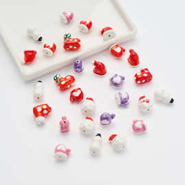 新款陶瓷手绘圣诞珠子 雪人圣诞树散珠diy手链项链材料串珠配件