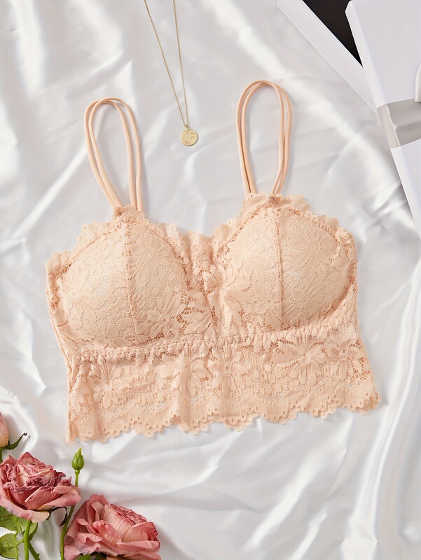 2025 Cross-Border New European and American Detachable Padded Cable-Free Sexy Lace Tube Top, Detachable