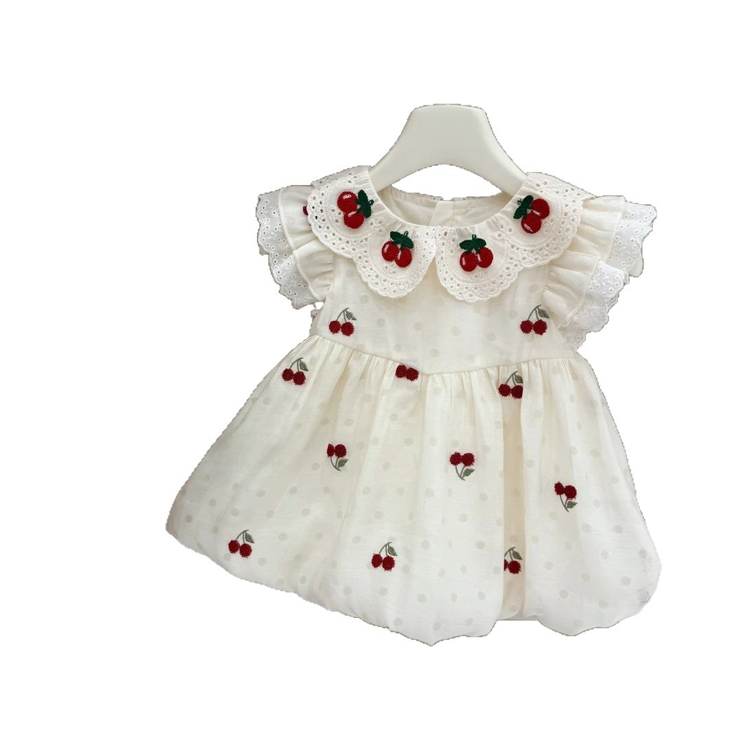 Limón salado siete niñas súper leche cereza vestido floral tesoro femenino estilo extranjero capullo vestido de princesa vestido de verano de bebé