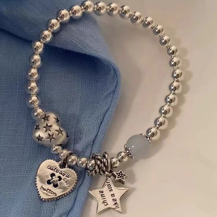 "weightlessness heartbeat" sweet cool love star pendant beaded bracelet new niche unique cold style bracelet