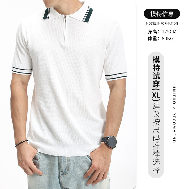 Hombre viejo dinero waffle jersey polo de punto hombre verano con solapa de manga corta casual camisa polo de alta calidad para hombres