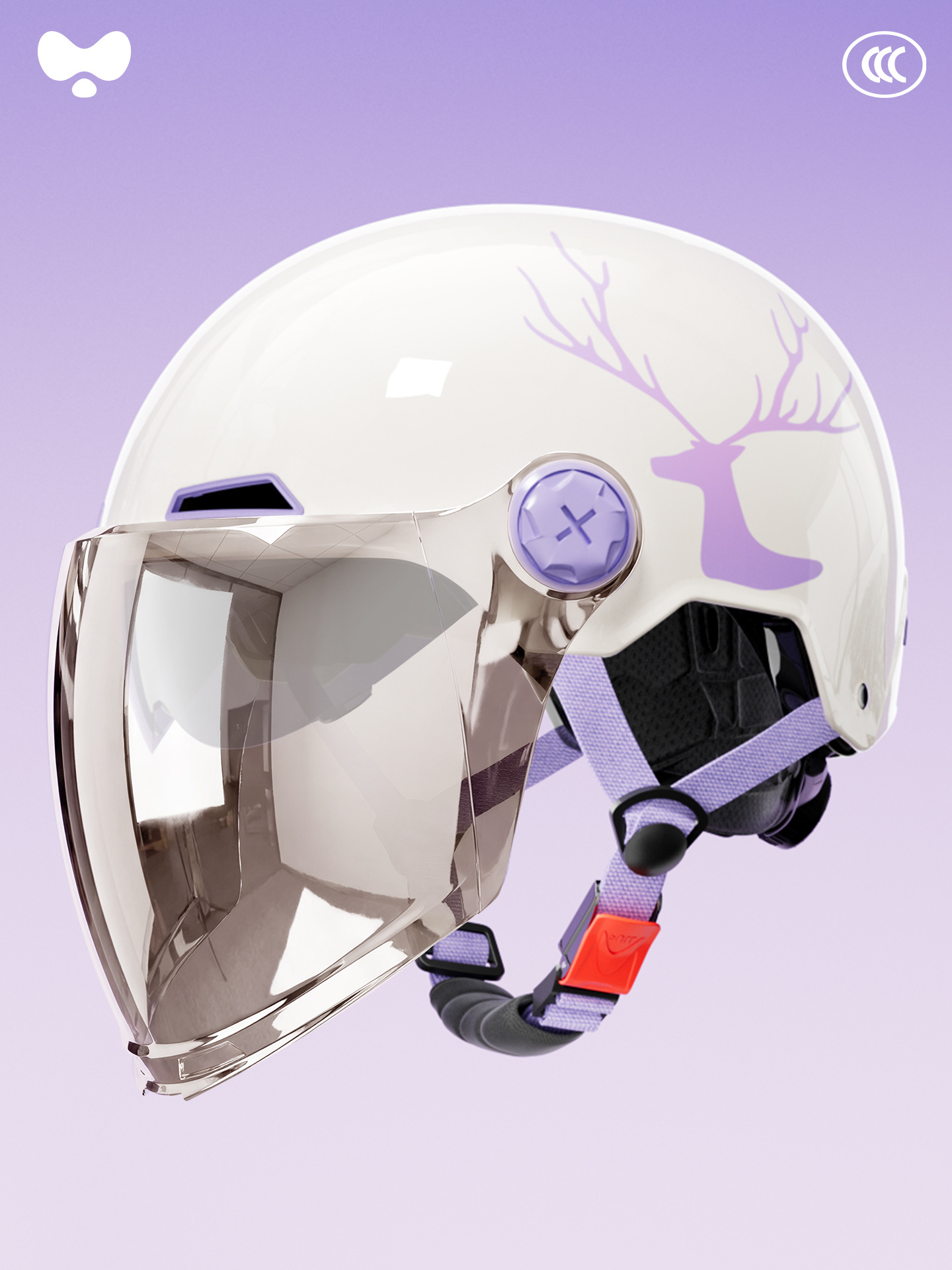 Motosiklet kaskı (dəbilqə): Universal Helmet Electric Car - 3c-white-elk-electroplated-outer-long-double-lens-class-a-new-national-standard-one-size