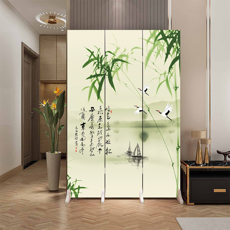 中国風の家庭用スクリーン玄関ドア、ドアパーティション、リビングルーム、オフィス、寝室の遮蔽、折りたたみ式可動玄関|undefined