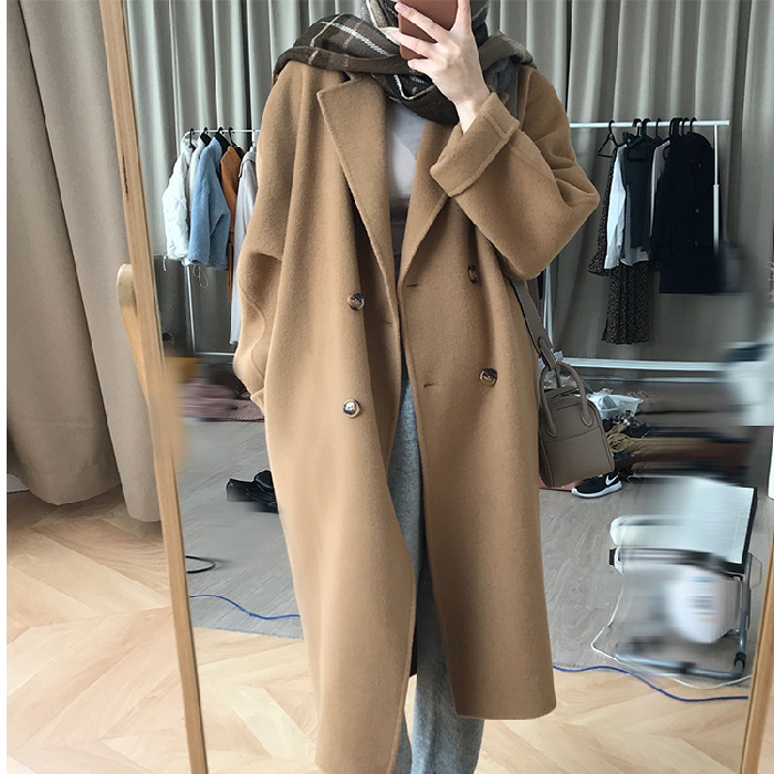 Woolen Outwear Women's Autumn and Winter New Korean Style Loose Mid-Length Elegant High-End Woolen Outwear Women's Clothing