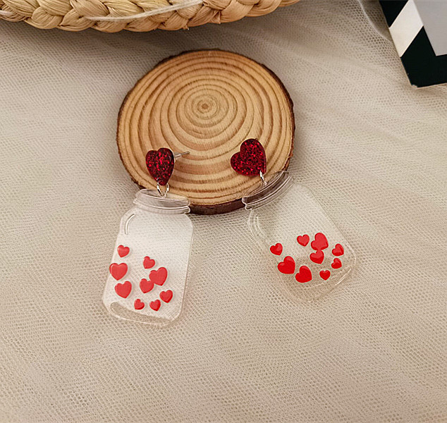 1 Pair Fashion Heart Shape Bottle Arylic Women's Drop Earrings display picture 2