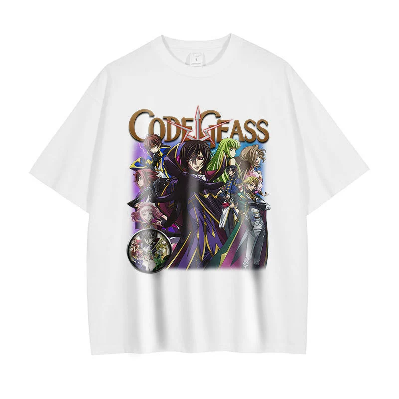 Аниме-бунтарский футболка Лелуш Изношенная состаренная Code Geass ретро короткий рукав свободная футболка
